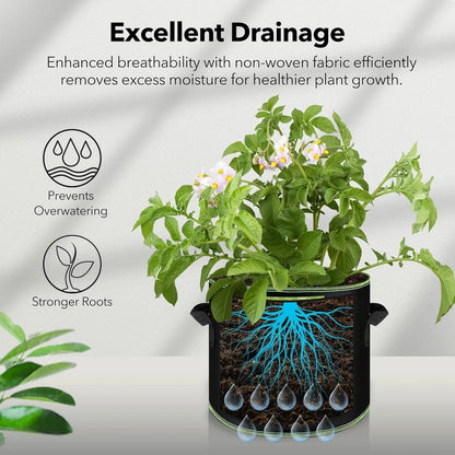 5-Pack 10 Gallon Grow Bags