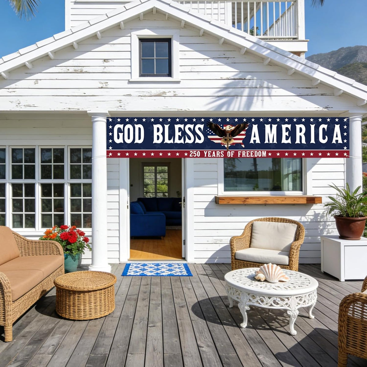 🎆✨God Bless America Patriotic Banner – 250th Anniversary Outdoor Decor Sign