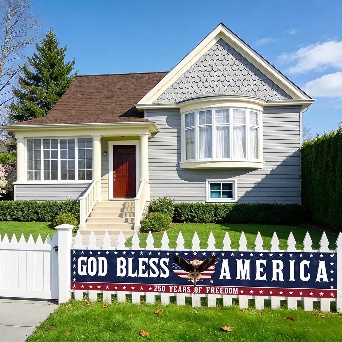 🎆✨God Bless America Patriotic Banner – 250th Anniversary Outdoor Decor Sign