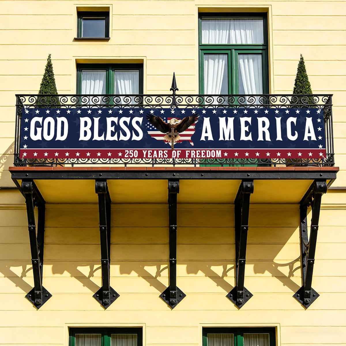 🎆✨God Bless America Patriotic Banner – 250th Anniversary Outdoor Decor Sign