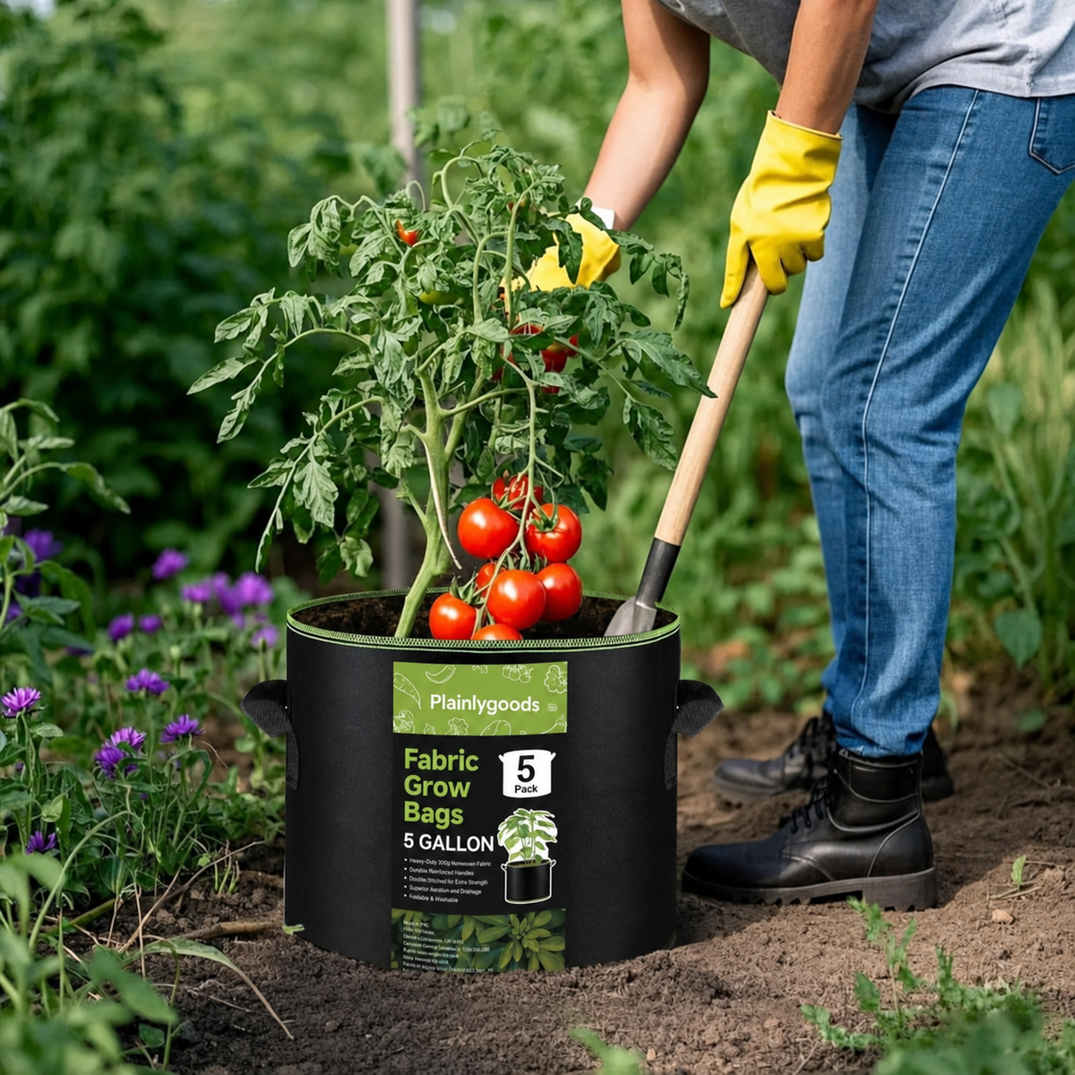 5-Pack 10 Gallon Grow Bags