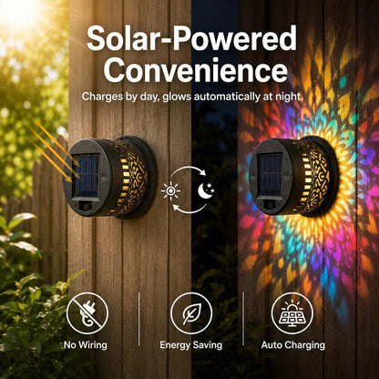 🌀💥Limited Sale -Buy 1 Get 1 Free🌞💡Solar Mandala Wall Light Outdoor Garden Fence Projector Lamp Patio Ambient Decor
